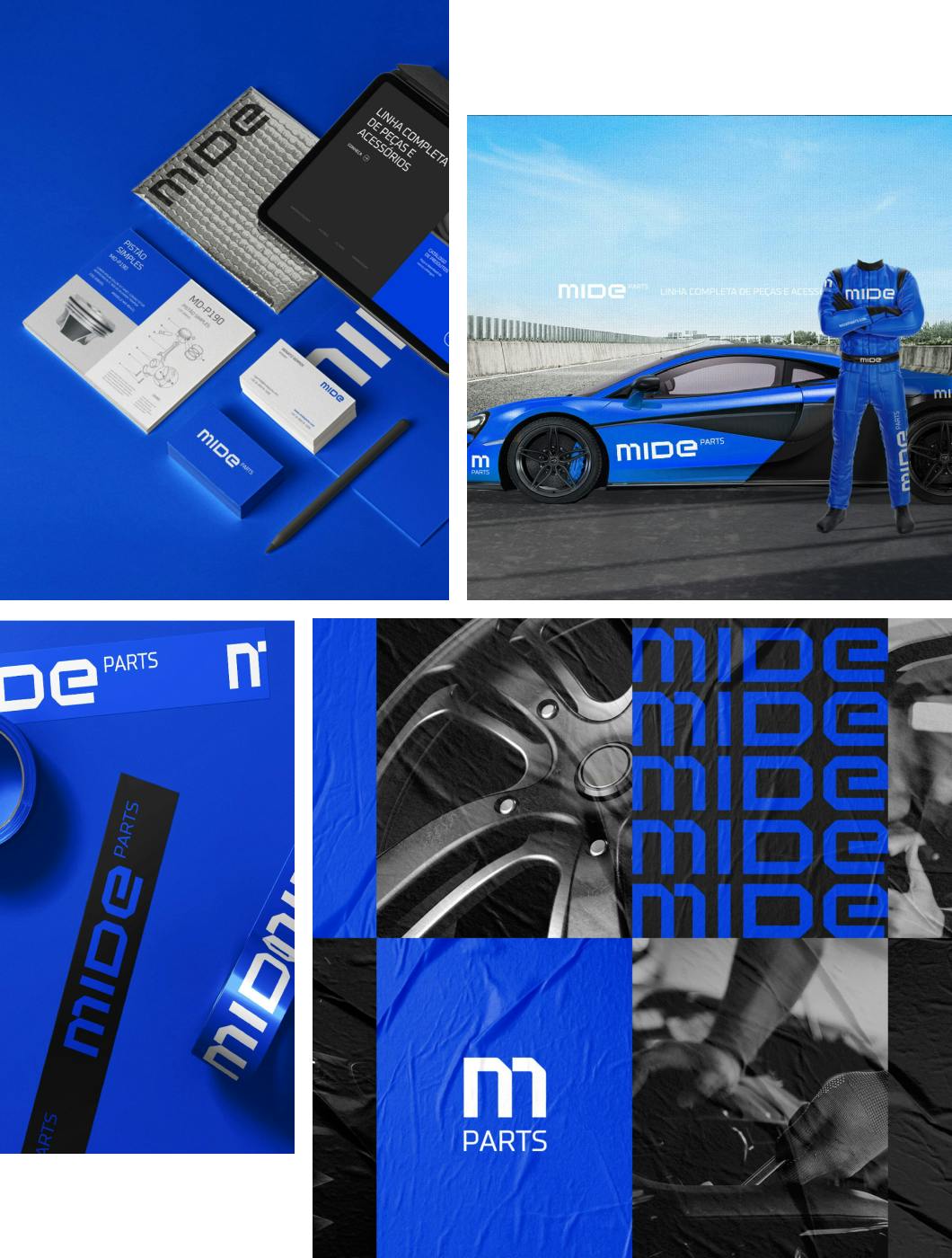 Conjunto de imagens representando a marca Mide Parts